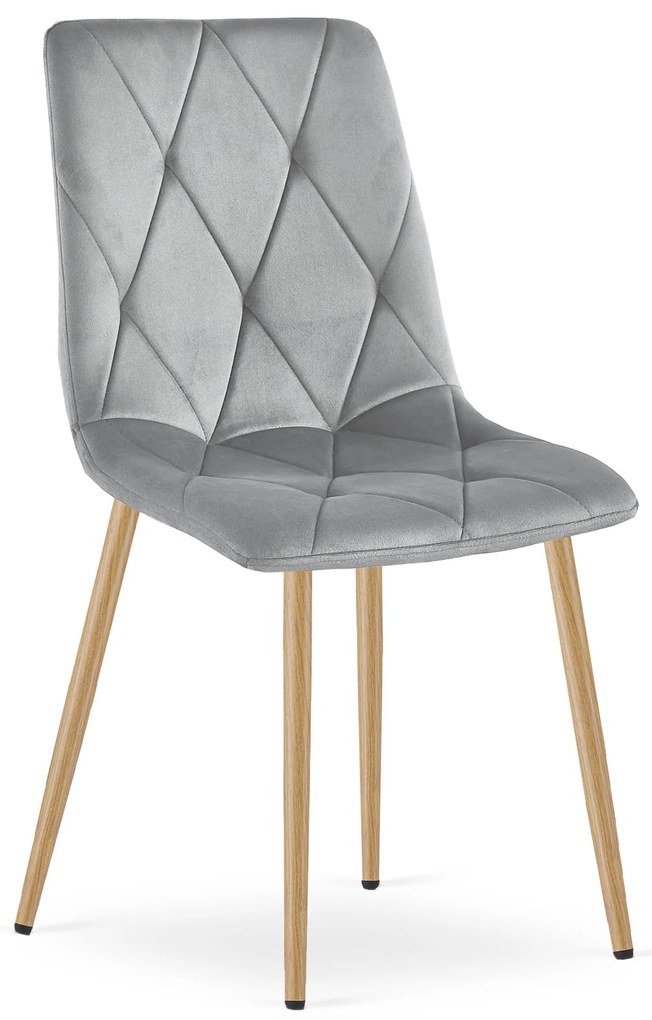 Scaun Bucatarie/Dining Fido Catifea Gri Deschis Picioare Metalice Finisaj Lemn