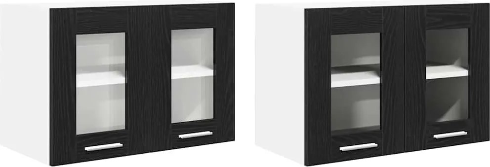 vidaXL Dulap suspendat cu ușă 2 pcs Stejar Negru 60 x 31 x 40 cm