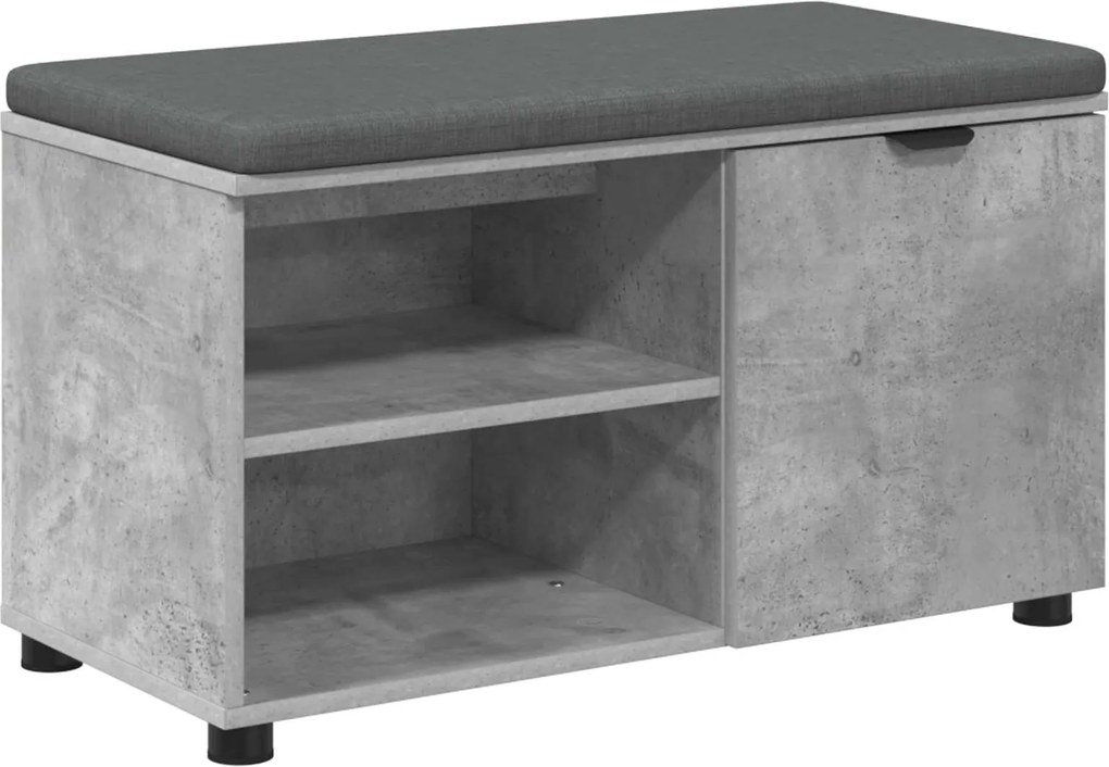 vidaXL Bancă pentru hol cu pernă cu raft Gri Beton 80 x 38 x 46 cm