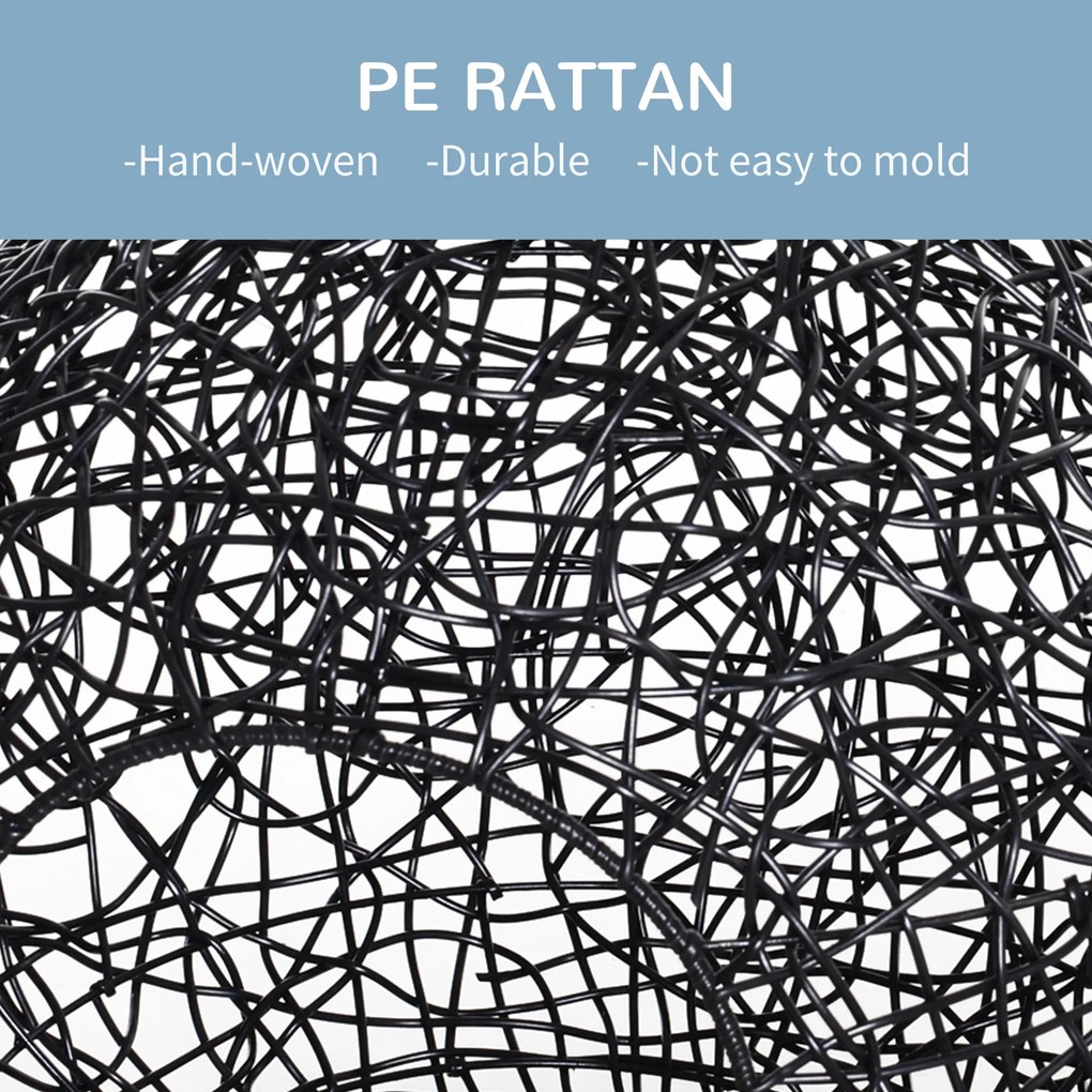 PawHut Cusca Hamac pentru Pisici in PE Rattan cu Perna din Lin si Bumbac Φ60 x 110cm