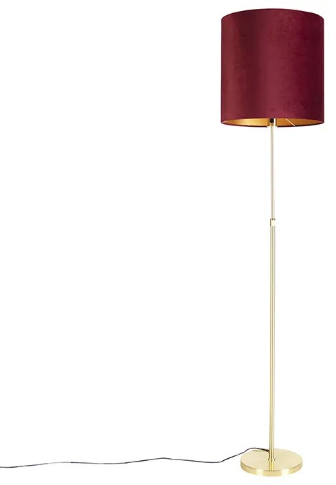 Lampă de podea auriu/alamă cu abajur roșu din catifea 40/40 cm - Parte