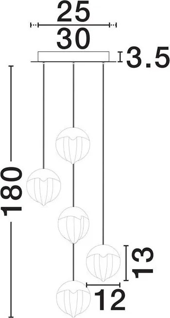 Lustra cu 5 pendule LED ALICIA auriu