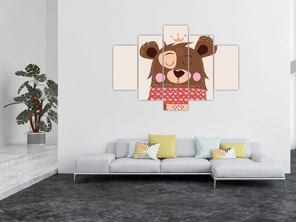 Tablou - Teddy ursuleț cu eșarfă roșie (150x105 cm)