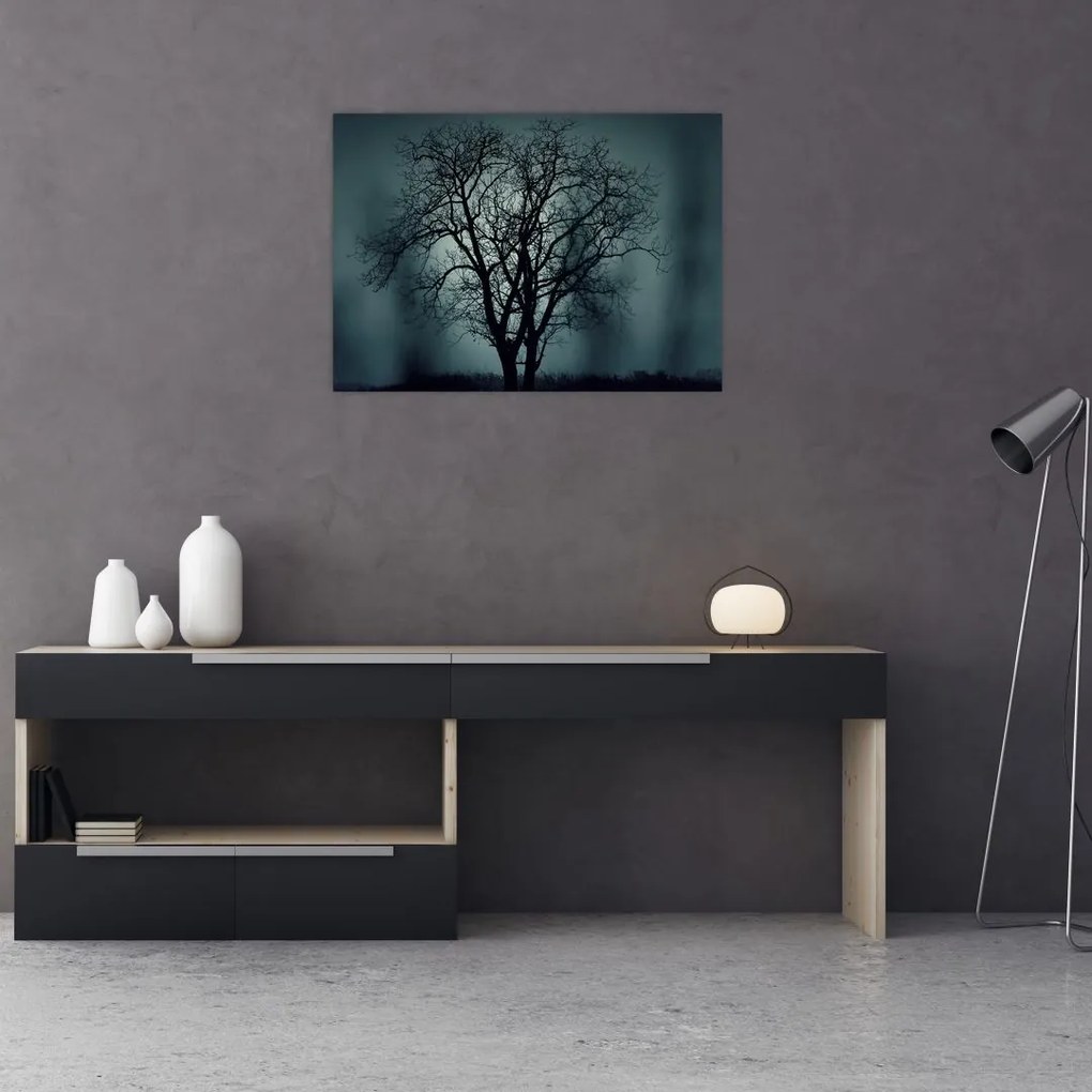 Tablou pe sticlă copaci în eclipsă (70x50 cm)