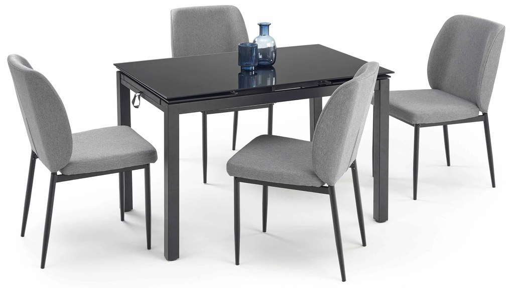 Set masă scaune pentru sufragerie Jacklyn (negru + gri închis) (pentru 4 6 persoane). Promo -6%. 1049412