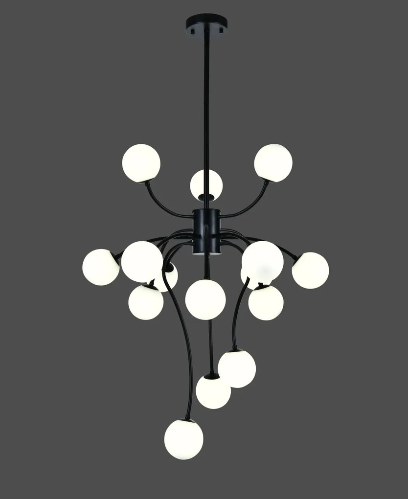 ✨ Lustră Modernă E007/15 – Stil Negru Elegant, 15 Surse de Lumină