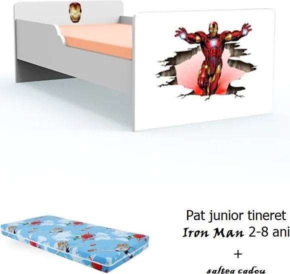 Pat tineret Iron Man cu saltea