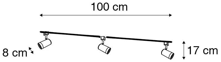Sistem de iluminat inteligent cu șină albă, monofazat, cu 3 lumini, inclusiv Wifi GU10 - Iconic Jeana