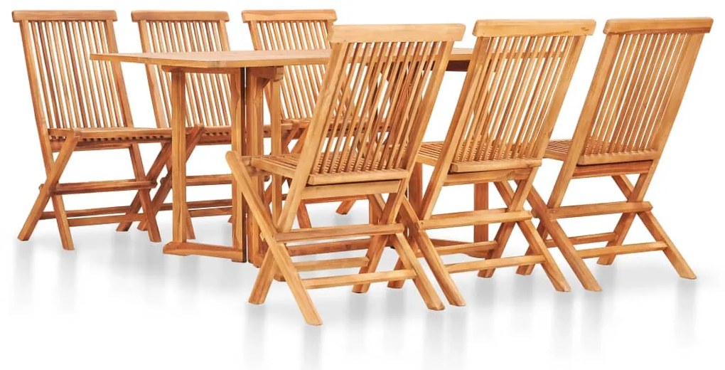 vidaXL Set mobilier de exterior pliabil, 7 piese, lemn masiv de tec