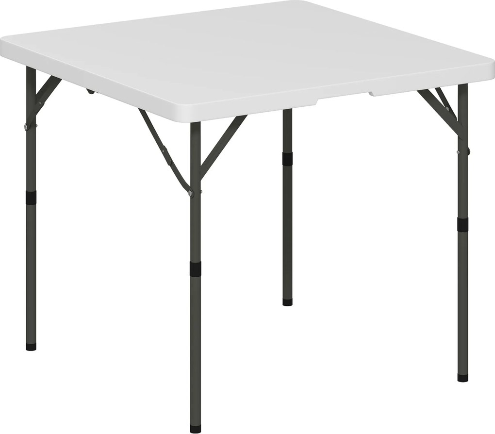 Outsunny Masă de Camping Pliabilă cu 2 Înălțimi Reglabile, 86x86x74 cm, Alb | Aosom Romania