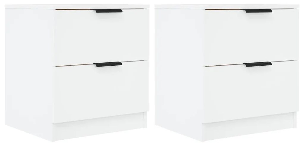 811215 vidaXL Noptiere, 2 buc., alb, lemn prelucrat