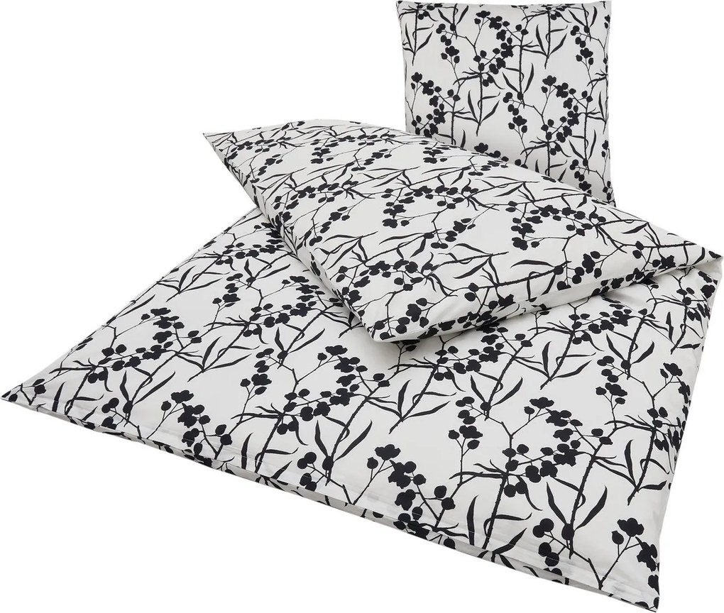 Lenjerie de pat din bumbac Renforcé BERRIES alb-negru Dimensiune lenjerie de pat: 80 x 80 cm | 135 x 200 cm