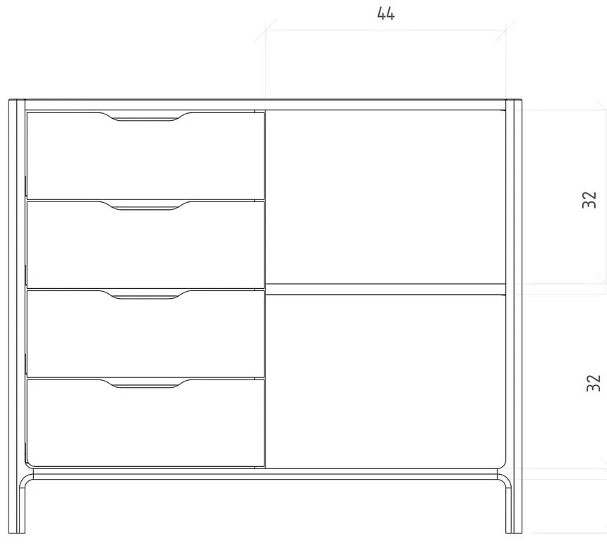 Comodă în culoare naturală joasă din lemn de stejar 95x80 cm Twig – The Beds