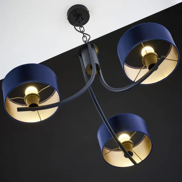 Jupiter 2099 - Lustră pe lanț ARTHUR 3xE27/15W/230V albastru/negru