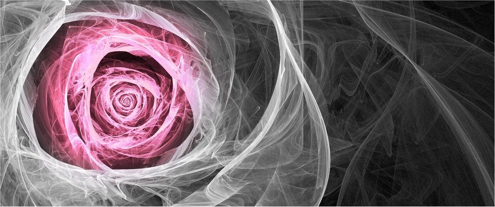 Tablou - Trandafir abstract, fucsia (120x50 cm)