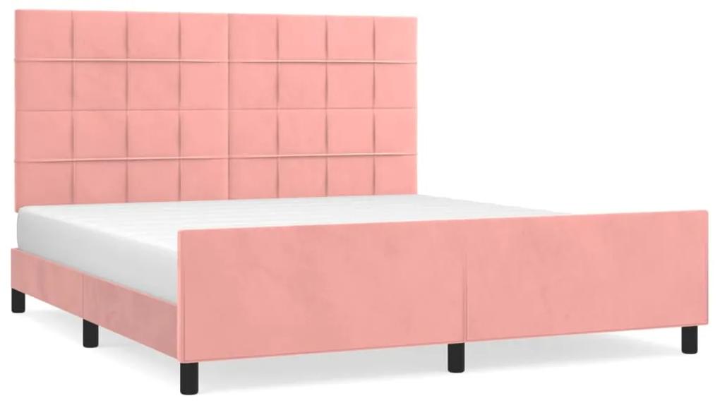 3125768 vidaXL Cadru de pat cu tăblie, roz, 160x200 cm, catifea
