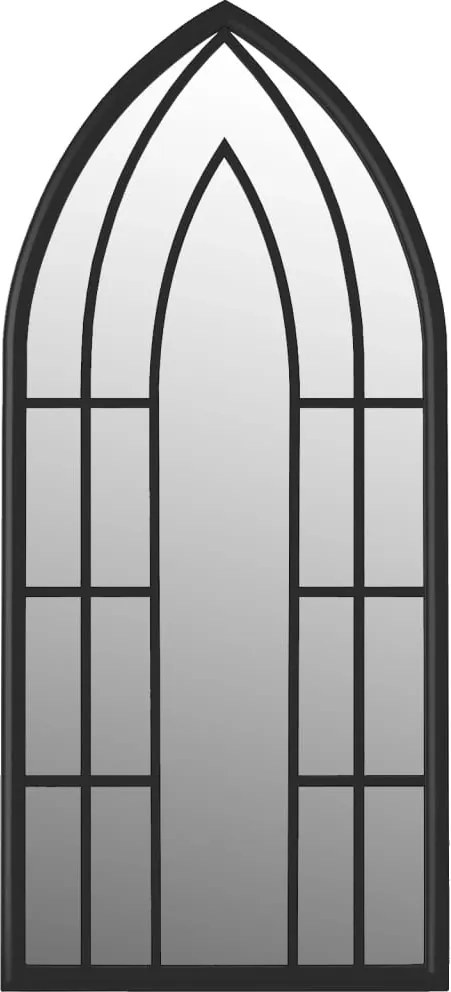 vidaXL Oglindă de grădină, negru, 100x45 cm, fier uz exterior