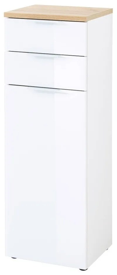 Dulap de baie alb înalt cu aspect de lemn de stejar 39x112 cm Pescara – Germania