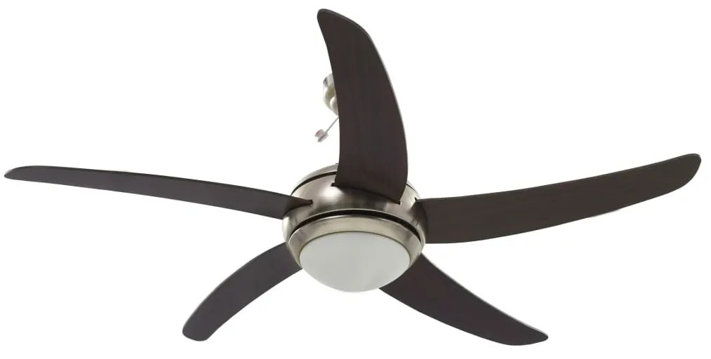 Ventilator tavan decorativ cu iluminare, 128 cm, maro