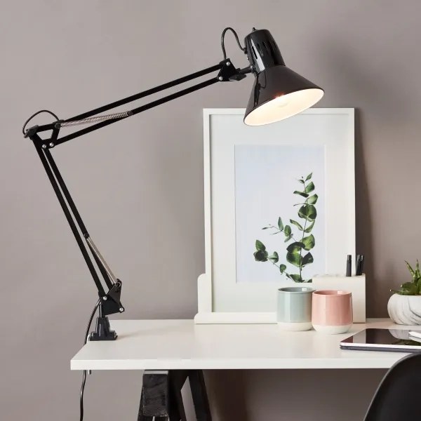 Brilliant - Lampă de birou HOBBY cu clemă, 1xE27/40W/230V, neagră