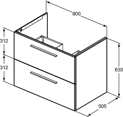 Dulap baza suspendat Ideal Standard i.life B bej nisipiu mat 2 sertare 80 cm