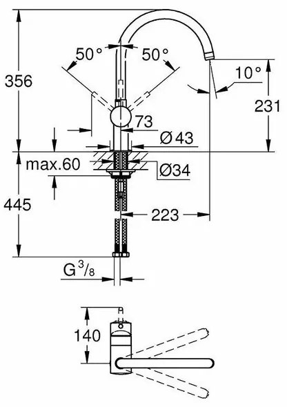 Baterie bucatarie monocomanda Grohe Minta negru mat