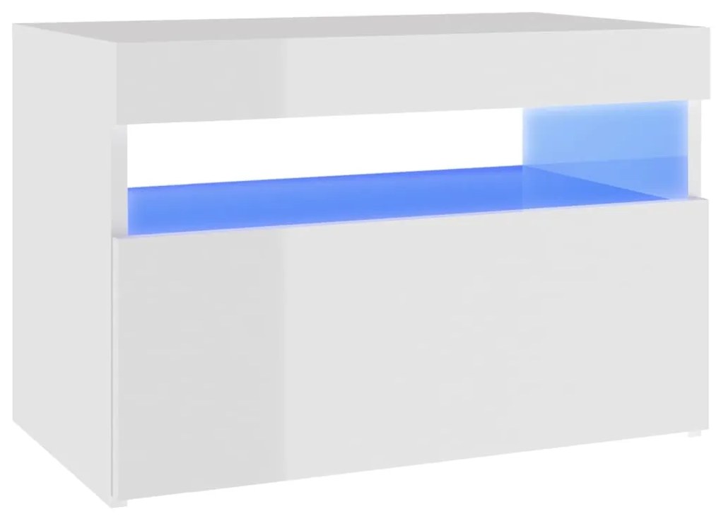 804421 vidaXL Comodă TV cu lumini LED, alb extralucios, 60x35x40 cm