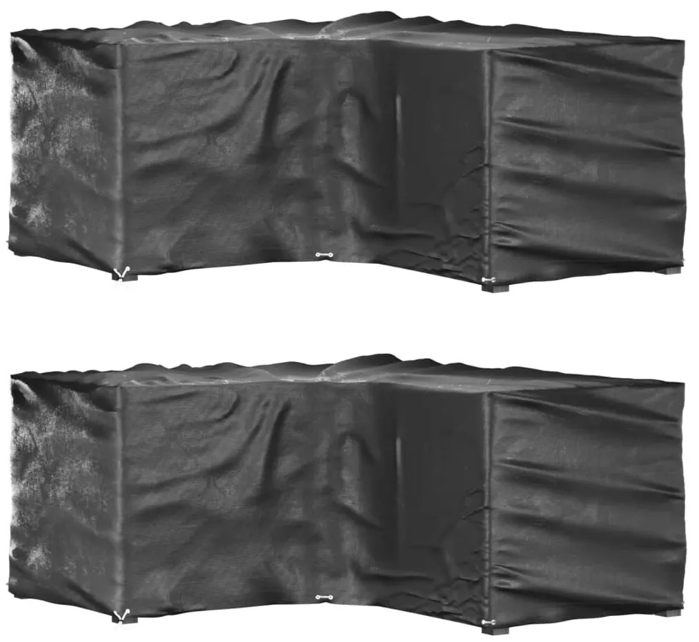 3155369 vidaXL Huse mobilier de grădină în formă de L 12 ocheți, 185x185x90 cm