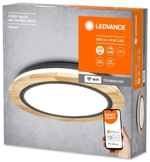Plafonieră LED dimabilă Ledvance SMART+ ORBIS WOOD LED/24W/230V Wi-Fi