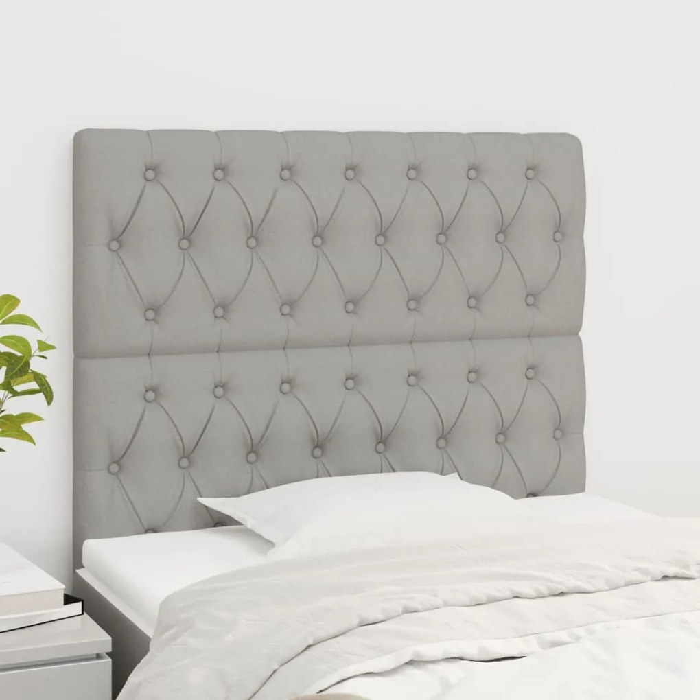 vidaXL Tăblii de pat, 2 buc, gri deschis, 100x7x78/88 cm, textil