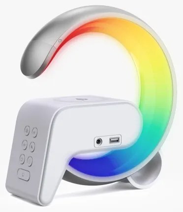 Lampă LED RGB dimabilă cu ceas deșteptător și încărcare Qi Immax 08987L 30W/230V argintiu