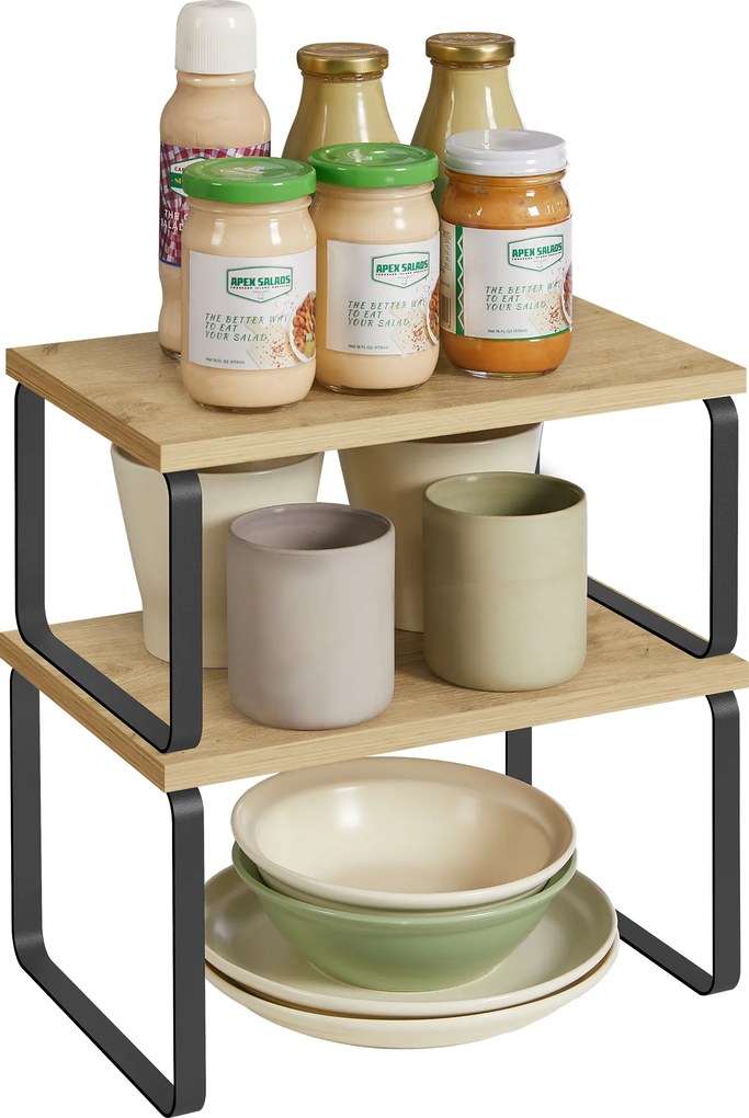 Set 2 rafturi de bucatarie MARZO, stejar artisan/negru