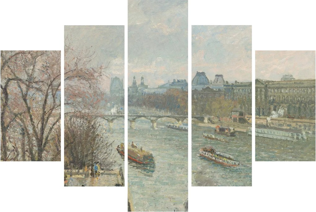 Tablou - Camille Pissarro, The Louvre, Afternoon, Rainy Weather, reproducere (150x105 cm)