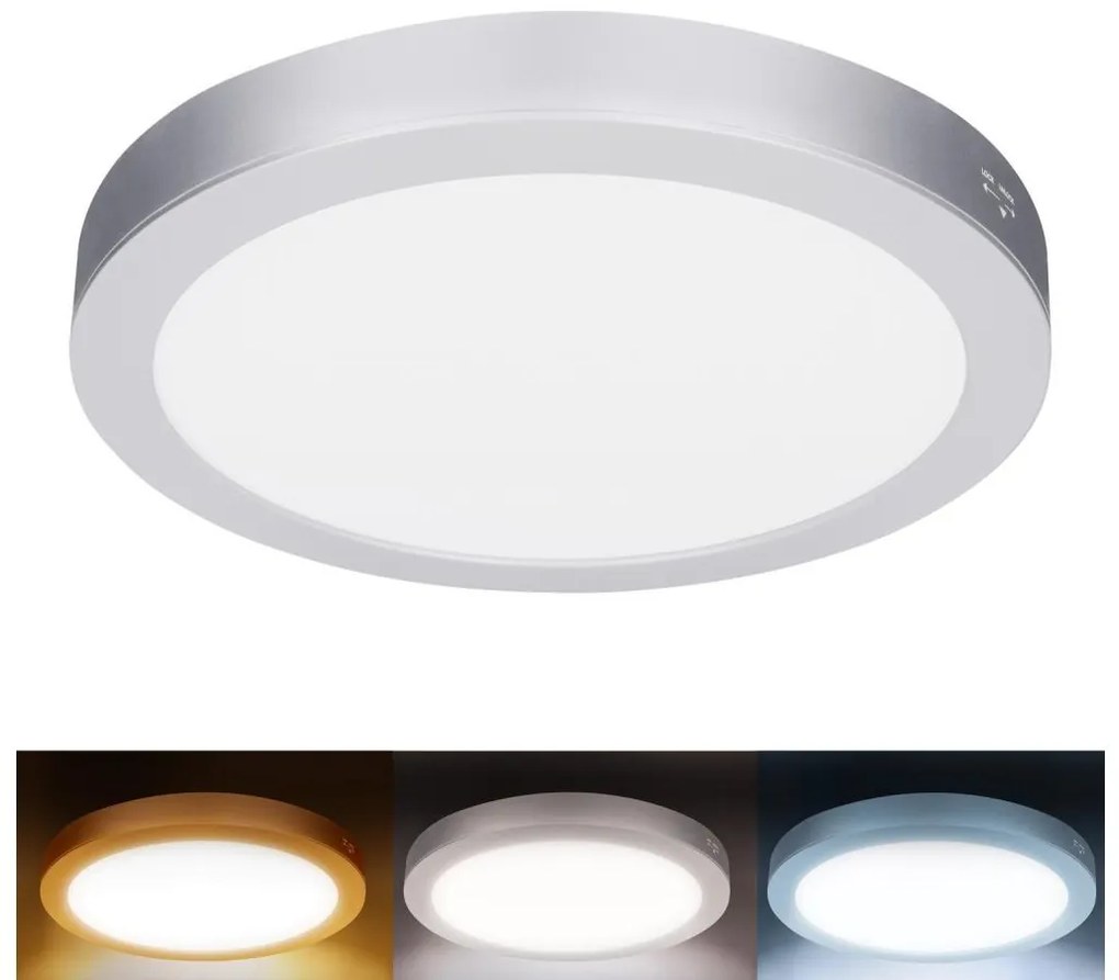 Solight WD244-S - Panou LED 2 în 1 24W/230V 3000/4000/6000K Ø 30 cm IP54 argintiu