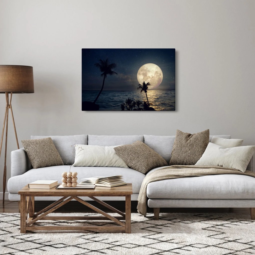Tablou - Plaja cu lună plină (90x60 cm)