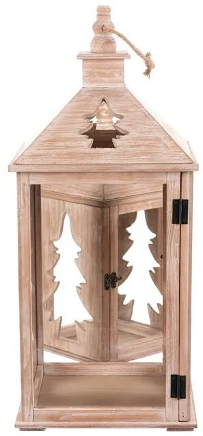 Set de felinare din lemn Brăduț, 2 bucăți,natural