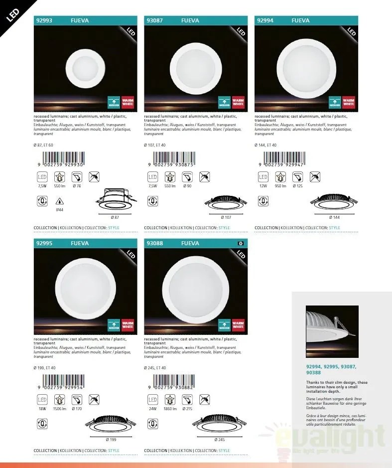 Spot incastrabil pt. tavan fals, diam. 10,7cm, LED Fueva 93087 EL