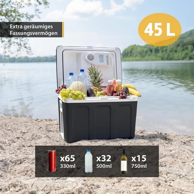 Lada frigorifica electrica First Austria FA-5170-2-BA, 58W, 40 L, Clasa F, 240/12V, Organizare interna, Negru/Alb