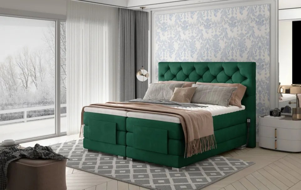 Pat tapitat, boxspring, cu reglaj electric, 160x200 cm, Clover 161, Eltap (Culoare: Bej - Dora 21)