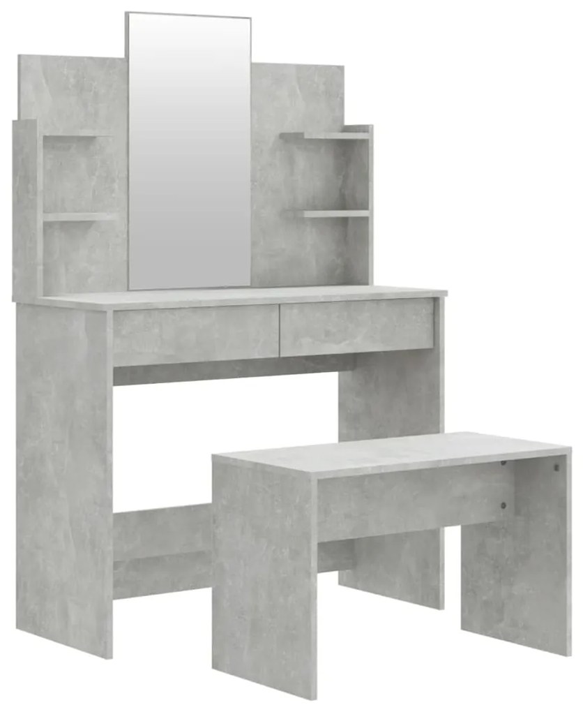 Set masuta de toaleta, gri beton, 96x40x142 cm