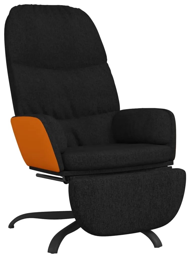 3097399 vidaXL Scaun de relaxare cu taburet, negru, material textil