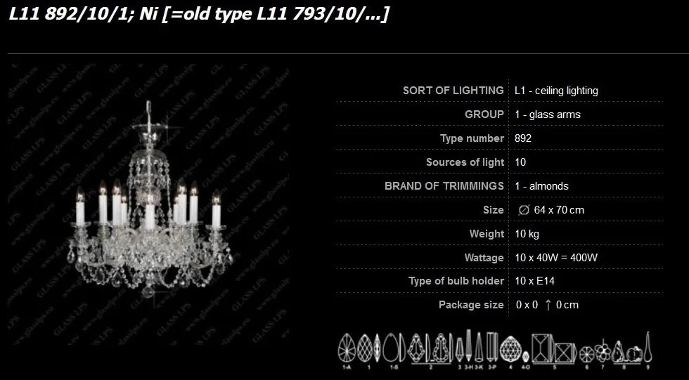Lustra 10 brate cristal Bohemia L11 892/10/1