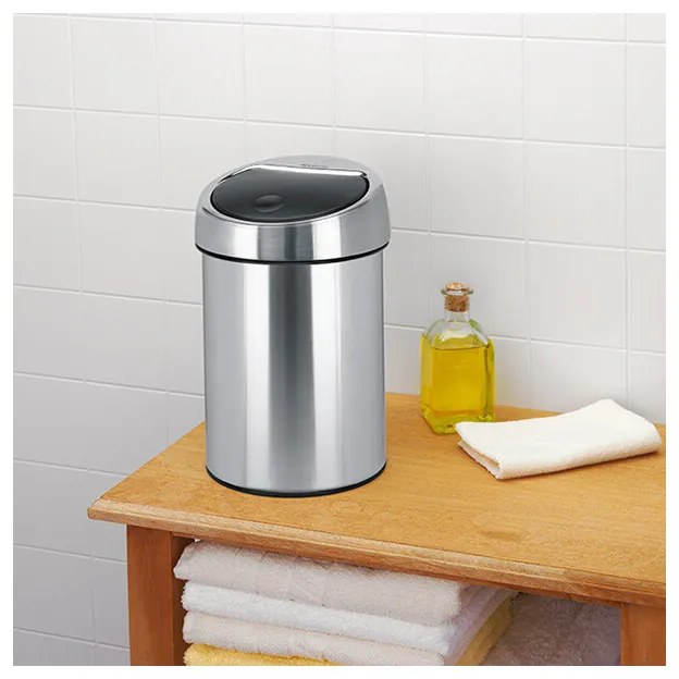Cos de gunoi Brabantia Touch Bin 647217, 3 L, Deschidere lina si silentioasa, Montare pe perete, Rezistent la amprente, Inox