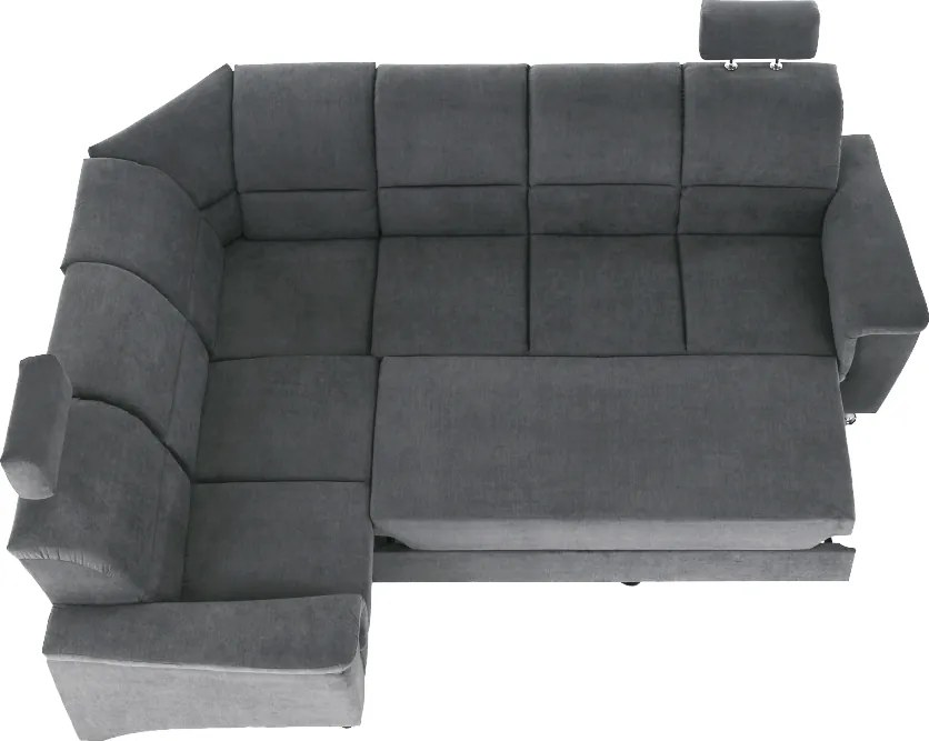 Colţar extensibil, material textil gri, model stânga, SANTIAGO