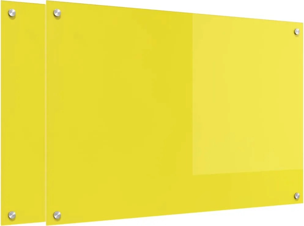 vidaXL Panou de bucătărie 2 pcs Galben 90 x 60 cm sticlă securizată