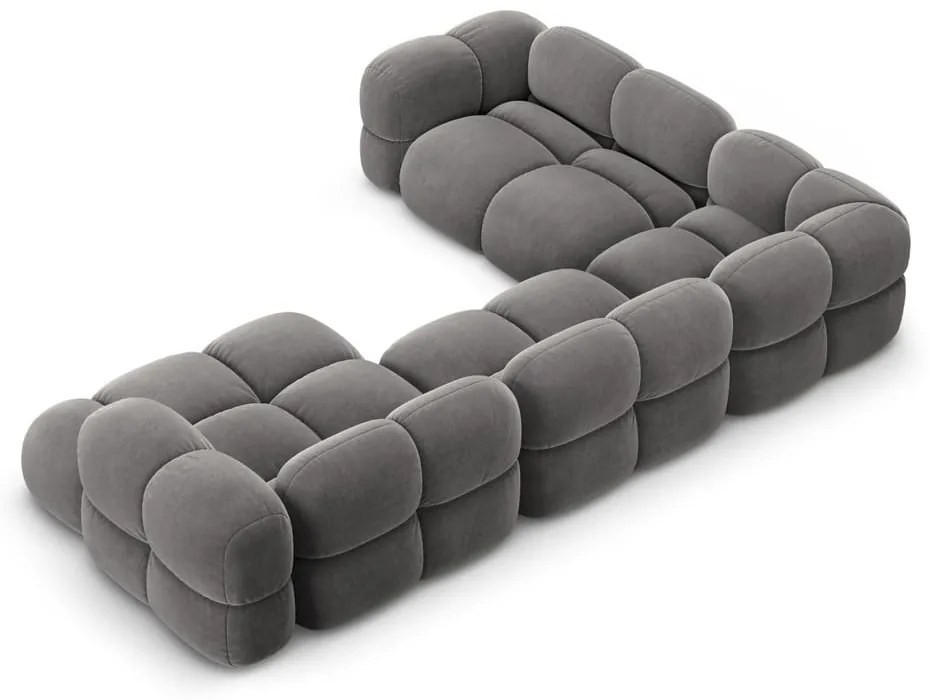 Colțar gri cu tapițerie din catifea (cu colț pe partea stângă/în formă de "U") Loretto – Cosmopolitan Design