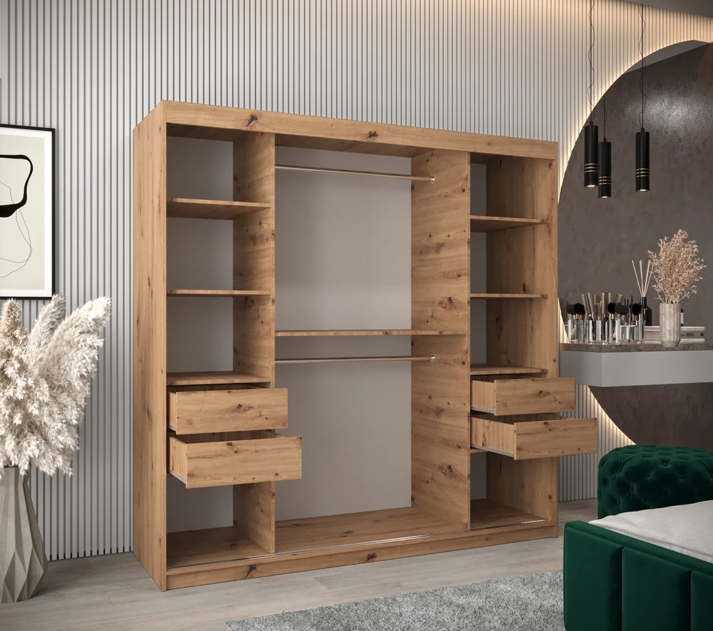 Dulap de haine 200 cm Mokka (Stejar artisan). 1126035