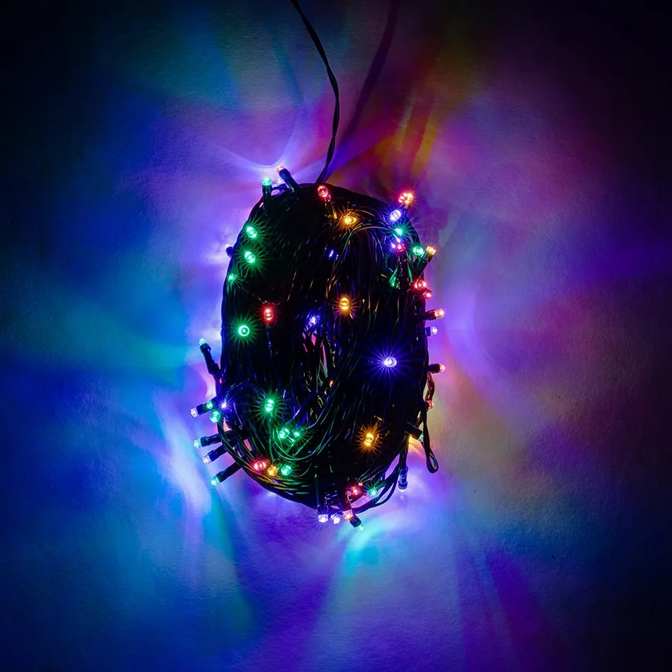 Instalație luminoasă tip șirag LED, 40 m, multicolor, 200 diode colorate