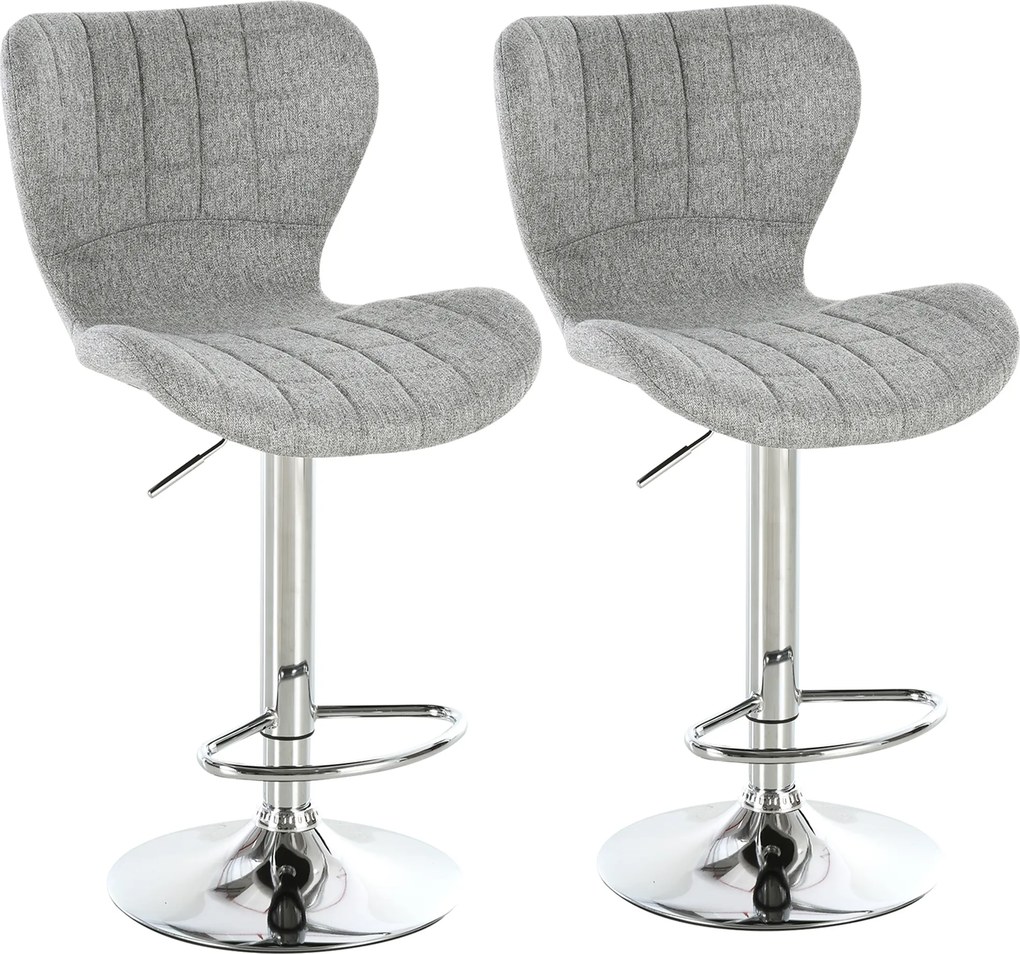 HOMCOM Set 2 Scaune de Bar Rotative cu Înălțime Reglabilă, Tetieră pentru Picioare și Spătar, 47x51,5x111,5 cm, Gri | Aosom Romania