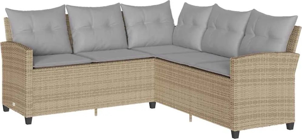 vidaXL Canapea în formă de L cu perne din polirattan bej